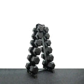 Set of 10/12.5/15/20/22.5/25kg*2 Hex dumbbells + A Shape 6 Pairs Dumbbell Rack